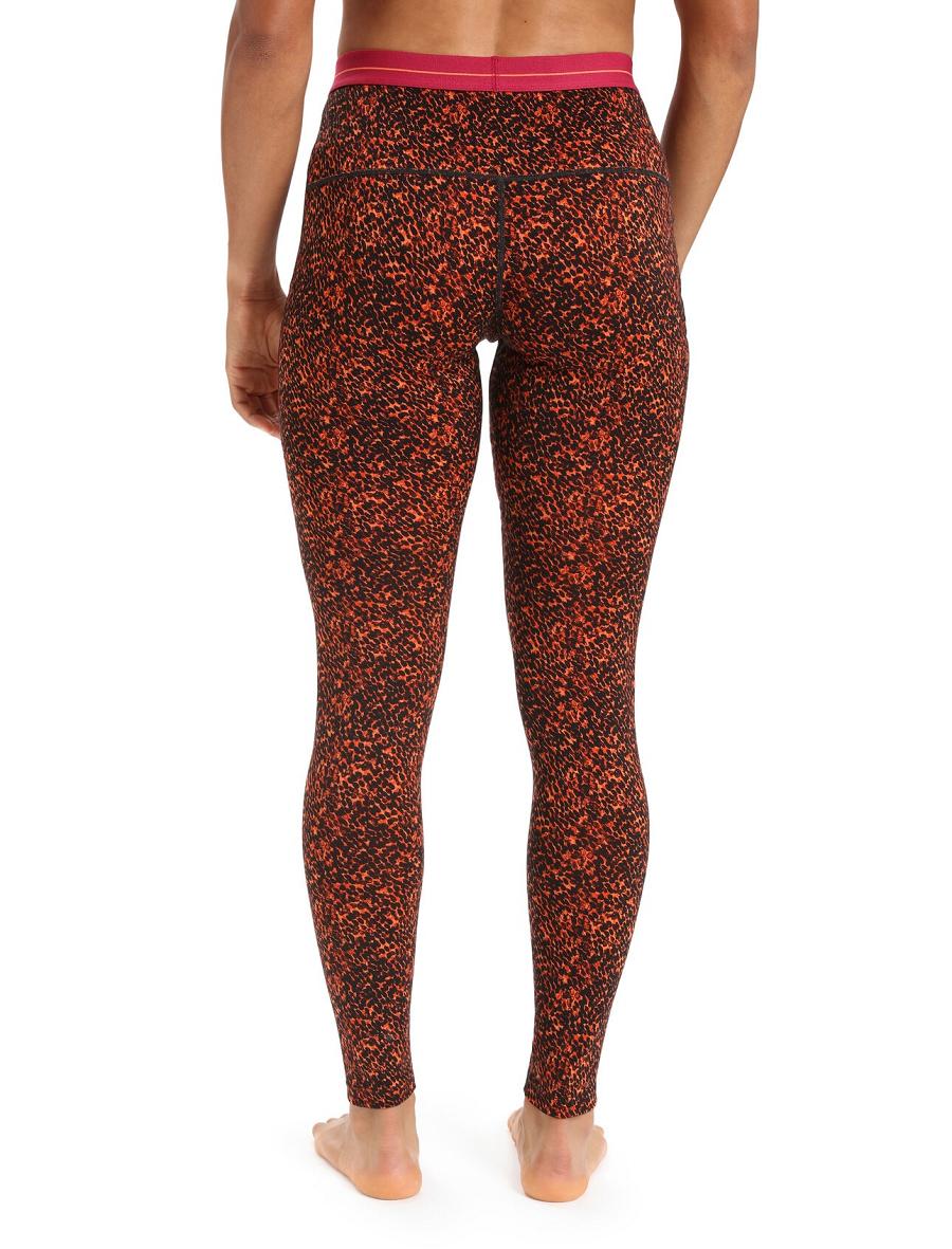 Women's Icebreaker Merino 200 Oasis Lichen Leggings Black / Cherry | CA 1422BEXC